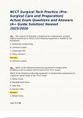 NCCT Surgical Tech Practice &lpar;Pre-Surgical Care and Preparation&rpar; Actual Exam Questions and Answers &lpar;A&plus; Guide Solution&rpar; Newest 2025&sol;2026  