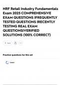 NRF Retail Industry Fundamentals Exam 2025 COMPREHENSIVE EXAM QUESTIONS &vert;FREQUENTLY TESTED QUESTIONS &vert;RECENTLY TESTING REAL EXAM QUESTIONS&vert;VERIFIED SOLUTIONS &lpar;100&percnt; CORRECT&rpar;
