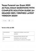 Texas Funeral Law Exam 2025 ACTUAL EXAM QUESTIONS WITH COMPLETE SOLUTION GUIDE &lpar;A&plus; GRADED 100&percnt; VERIFIED&rpar; LATEST VERSION 2025&excl;&excl;
