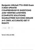 Benjamin Mitchell TTU-ISQS Exam 3 2025 UPDATE&vert; COMPREHENSIVE QUESTIONS AND VERIFIED ANSWERS &lpar;COMPLETE SOLUTIONS&rpar; GUARANTEED SUCCESS &vert;GRADE A&plus;&excl;&excl; &lpar;100&percnt; ACCURATE&rpar; GET IT RIGHT&excl;&excl;