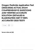 Oregon Pesticide Application Test &lpar;2025&sol;2026&rpar; ACTUAL EXAM COMPREHENSIVE QUESTIONS AND VERIFIED ACCURATE SOLUTION &lpar;DETAILED & ELABORATED&rpar; &vert;GET IT 100&percnt; ACCURATE&excl;&excl; 2025 TEST&excl;&excl;