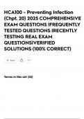 HCA100 - Preventing Infection &lpar;Chpt&period; 20&rpar; 2025 COMPREHENSIVE EXAM QUESTIONS &vert;FREQUENTLY TESTED QUESTIONS &vert;RECENTLY TESTING REAL EXAM QUESTIONS&vert;VERIFIED SOLUTIONS &lpar;100&percnt; CORRECT&rpar;