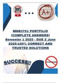 MNB3701 PORTFILIO &lpar;COMPLETE ANSWERS&rpar; Semester 1 2025 - DUE 2 June 2025&semi;100&percnt; CORRECT AND TRUSTED SOLUTIONS