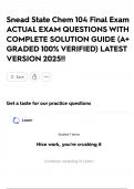 Snead State Chem 104 Final Exam ACTUAL EXAM QUESTIONS WITH COMPLETE SOLUTION GUIDE &lpar;A&plus; GRADED 100&percnt; VERIFIED&rpar; LATEST VERSION 2025&excl;&excl;