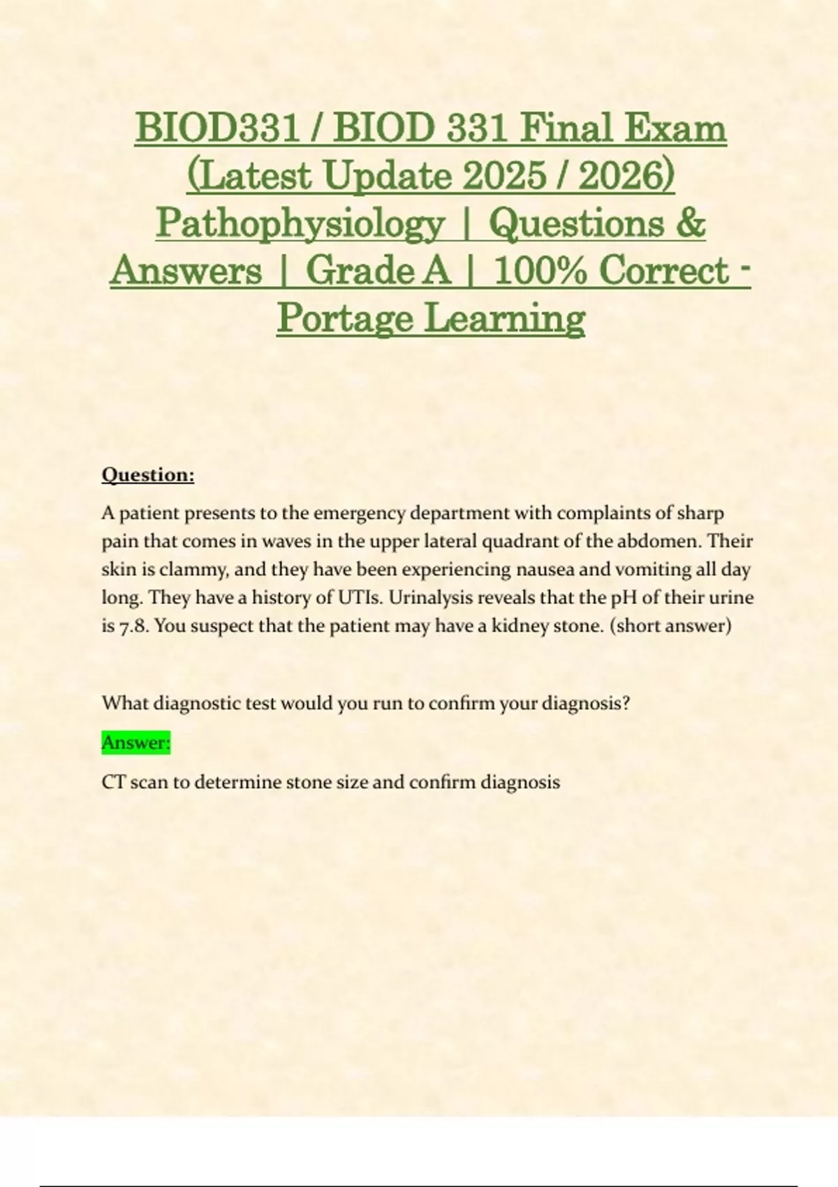 BIOD331 / BIOD 331 Final Exam (Latest Update 2025 / 2026 ...