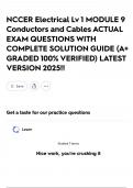 NCCER Electrical Lv 1 MODULE 9 Conductors and Cables ACTUAL EXAM QUESTIONS WITH COMPLETE SOLUTION GUIDE &lpar;A&plus; GRADED 100&percnt; VERIFIED&rpar; LATEST VERSION 2025&excl;&excl;
