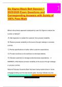  Six Sigma Black Belt Session 1  2025&sol;2026 Exam Questions and  Corresponding Answers with Surety of  100&percnt; Pass Mark 