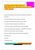 Six Sigma Black Belt Session 2  2025&sol;2026 Exam Questions and Answers  &vert; 100&percnt; Solved 