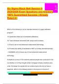 Six Sigma Black Belt Session 6  2025&sol;2026 Exam Questions and Answers  100&percnt; Guaranteed Success &vert; Already  Rated A&plus; 