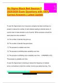  Six Sigma Black Belt Session 7  2025&sol;2026 Exam Questions with 100&percnt;  Correct Answers &vert; Latest Update 