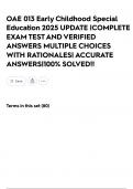 OAE 013 Early Childhood Special Education 2025 UPDATE &vert;COMPLETE EXAM TEST AND VERIFIED ANSWERS MULTIPLE CHOICES WITH RATIONALES&vert; ACCURATE ANSWERS&vert;100&percnt; SOLVED&excl;&excl;