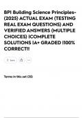 BPI Building Science Principles- &lpar;2025&rpar; ACTUAL EXAM &lpar;TESTING REAL EXAM QUESTIONS&rpar; AND VERIFIED ANSWERS &lpar;MULTIPLE CHOICES&rpar; &vert;COMPLETE SOLUTIONS &vert;A&plus; GRADED &vert;100&percnt; CORRECT&excl;&excl;
