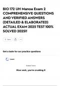 BIO 172 UH Manoa Exam 2 COMPREHENSIVE QUESTIONS AND VERIFIED ANSWERS &lpar;DETAILED & ELABORATED&rpar; ACTUAL EXAM 2025 TEST 100&percnt; SOLVED 2025&excl;&excl;