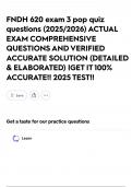 FNDH 620 exam 3 pop quiz questions &lpar;2025&sol;2026&rpar; ACTUAL EXAM COMPREHENSIVE QUESTIONS AND VERIFIED ACCURATE SOLUTION &lpar;DETAILED & ELABORATED&rpar; &vert;GET IT 100&percnt; ACCURATE&excl;&excl; 2025 TEST&excl;&excl;