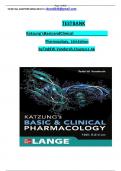 Test Bank For Basic and Clinical Pharmacology 16th Edition by Bertram G&period; Katzung&vert;&vert;ISBN NO-10&comma;1260463303&vert;&vert;ISBN NO-13&comma;978-1260463309 &vert;&vert;chapter 1-15&vert;&vert;Complete Guide A&plus;&plus;