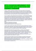 MTTC COGNITIVE IMPAIRMENT TEST EXAM GUIDE WITH QUESTIONS AND CORRECT ANSWERS