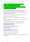 MTTC ELEMENTARY EDUCATION - CIVICS&comma; GOVERNMENT&comma; AND ECONOMICS EXAM QUESTIONS AND CORRECT ANSWERS