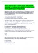 MTTC ENGLISH LANGUAGE ARTS AND WORLD LANGUAGES TEST QUESTIONS WITH CORRECT ANSWERS
