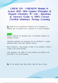 CHEM 219 &sol; CHEM219 Module 8&colon; &lpar;Latest 2025&sol; 2026 Update&rpar; Principles of Organic Chemistry W&sol; Lab &vert; Questions & Answers&vert; Grade A&vert; 100&percnt; Correct &lpar;Verified Solutions&rpar;- Portage Learning