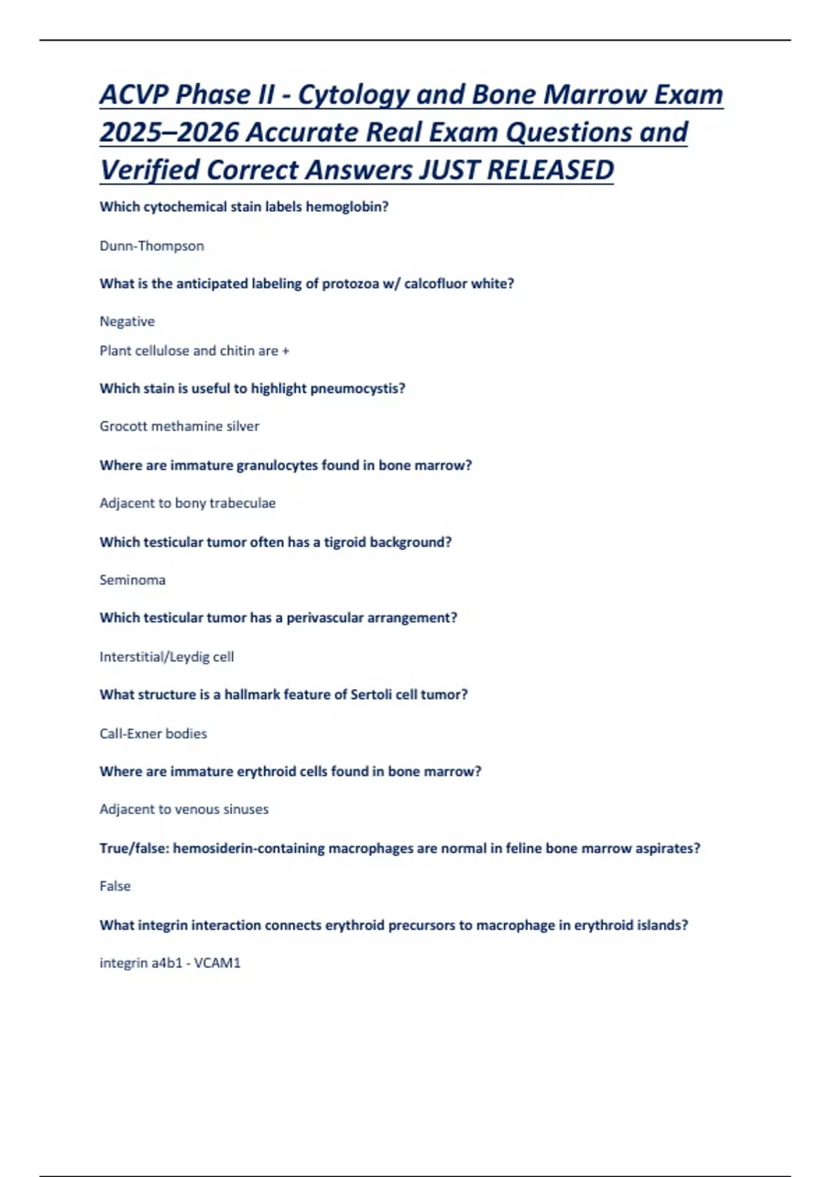 ACVP Phase II – Cytology and Bone Marrow Exam 2025–2026 – r Veterinary ...