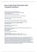 Intro to Bar Prep Final Exam with Complete Solutions