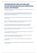 Pathophysiology Final Exam 2025&ndash;2026 &ndash; Advanced Nursing and Medical Review Verified Real Exam Questions and Correct Answers 