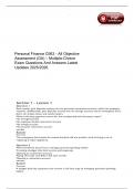 Personal Finance D363 - All Objective Assessment &lpar;OA&rpar; &ndash; Multiple-Choice Exam Questions And Answers Latest Updates 2025&sol;2026