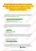 NCLEX HESI Mental Health And Psychiatric Nursing Questions and Answers from V1-V3 Test Banks from Actual Exams 2023 Complete Guide Rated A&plus;