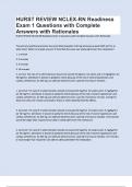 HURST REVIEW NCLEX-RN Readiness Exam 1 Questions with Complete Answers with Rationales