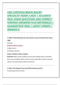 CBIS CERTIFIED BRAIN INJURY  SPECIALIST EXAM 2 2025 &vert; ACCURATE  REAL EXAM QUESTIONS AND CORRECT  VERIFIED ANSWERS PLUS RATIONALES &vert;  GUARANTEED PASS &vert; LATEST UPDATE &vert;  GRADED A