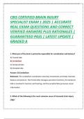 CBIS CERTIFIED BRAIN INJURY SPECIALIST EXAMS Compilation Bundle with Complete Solutions 100&percnt; Verified Latest Update