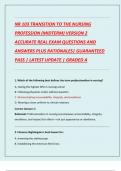 NR 103  NR103 TRANSITION TO THE NURSING PROFESSION FINAL and Midterm EXAMS Compilation Bundle with Complete Solutions 100&percnt; Verified Latest Update