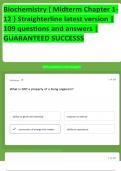 Biochemistry &lpar; Midterm Chapter 1-12 &rpar; Straighterline latest version 109 questions and answers