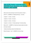 AQA GCSE English Language Paper 1  2025&sol;2026 Exam Questions and Correct  Answers &vert; New Update