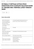 US History 1 CLEP Exam ACTUAL EXAM QUESTIONS WITH COMPLETE SOLUTION GUIDE &lpar;A&plus; GRADED 100&percnt; VERIFIED&rpar; LATEST VERSION 2025&excl;&excl;
