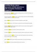 Certified Brain Injury Specialist &lpar;CBIS&rpar; Questions with Complete Solutions Graded A&plus;