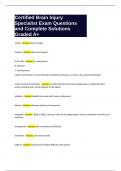Certified Brain Injury Specialist Exam Questions and Complete Solutions Graded A&plus;