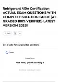 Refrigerant 410A Certification ACTUAL EXAM QUESTIONS WITH COMPLETE SOLUTION GUIDE &lpar;A&plus; GRADED 100&percnt; VERIFIED&rpar; LATEST VERSION 2025&excl;&excl;
