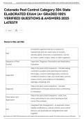 Colorado Pest Control Category 304 State ELABORATED EXAM &lpar;A&plus; GRADED 100&percnt; VERIFIED&rpar; QUESTIONS & ANSWERS 2025 LATEST&excl;&excl;
