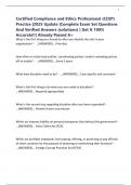Certified Compliance and Ethics Professional &lpar;CCEP&rpar; Practice &vert;2025 Update &vert;Complete Exam Set Questions And Verified Answers &lpar;solutions&rpar; &vert; Get It 100&percnt; Accurate&excl;&excl;&vert; Already Passed A&plus;