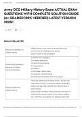 Army OCS Military History Exam ACTUAL EXAM QUESTIONS WITH COMPLETE SOLUTION GUIDE &lpar;A&plus; GRADED 100&percnt; VERIFIED&rpar; LATEST VERSION 2025&excl;&excl;