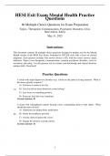 HESI Exit Exam Mental Health Nursing Practice Questions &ndash; 80 Questions with Answers & Rationales