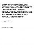 CRNA INTERVIEW &lpar;2025&sol;2026&rpar; ACTUAL EXAM COMPREHENSIVE QUESTIONS AND VERIFIED ACCURATE SOLUTION &lpar;DETAILED & ELABORATED&rpar; &vert;GET IT 100&percnt; ACCURATE&excl;&excl; 2025 TEST&excl;&excl;