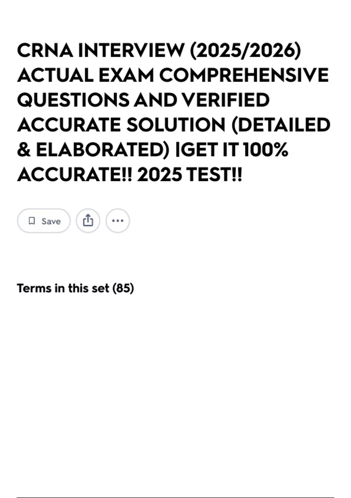 Crna Math Problems CRNA INTERVIEW (2025/2026) ACTUAL EXAM COMPREHENSIVE QUESTIONS AND ...