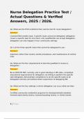 Nurse Delegation Practice Test &sol; Actual Questions & Verified Answers&comma; 2025 &sol; 2026&period;