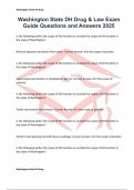 Washington State DH Drug & Law Exam Guide Questions and Answers 2025