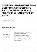 OLERE Study Guide ACTUAL EXAM QUESTIONS WITH COMPLETE SOLUTION GUIDE &lpar;A&plus; GRADED 100&percnt; VERIFIED&rpar; LATEST VERSION 2025&excl;&excl;