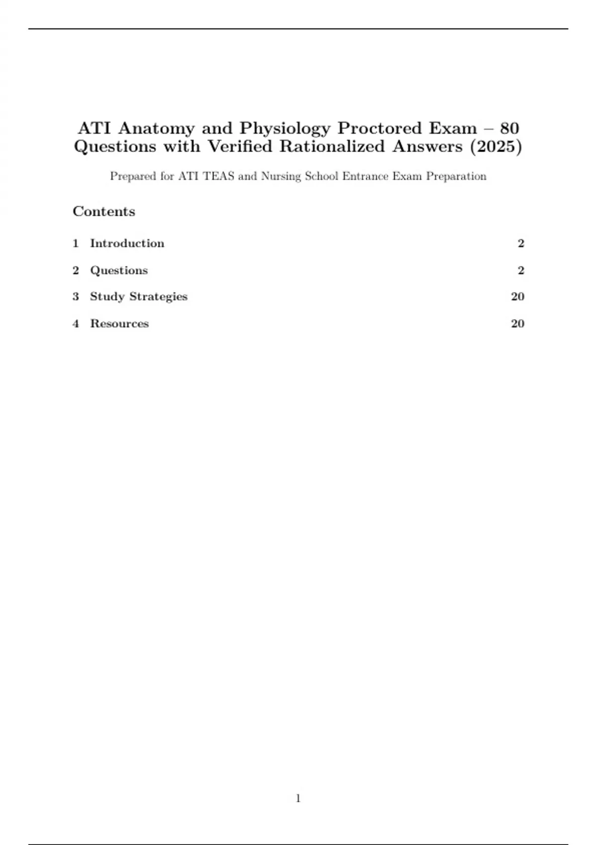 ATI Anatomy and Physiology Proctored Exam – 2025/2026 – 80 Questions ...