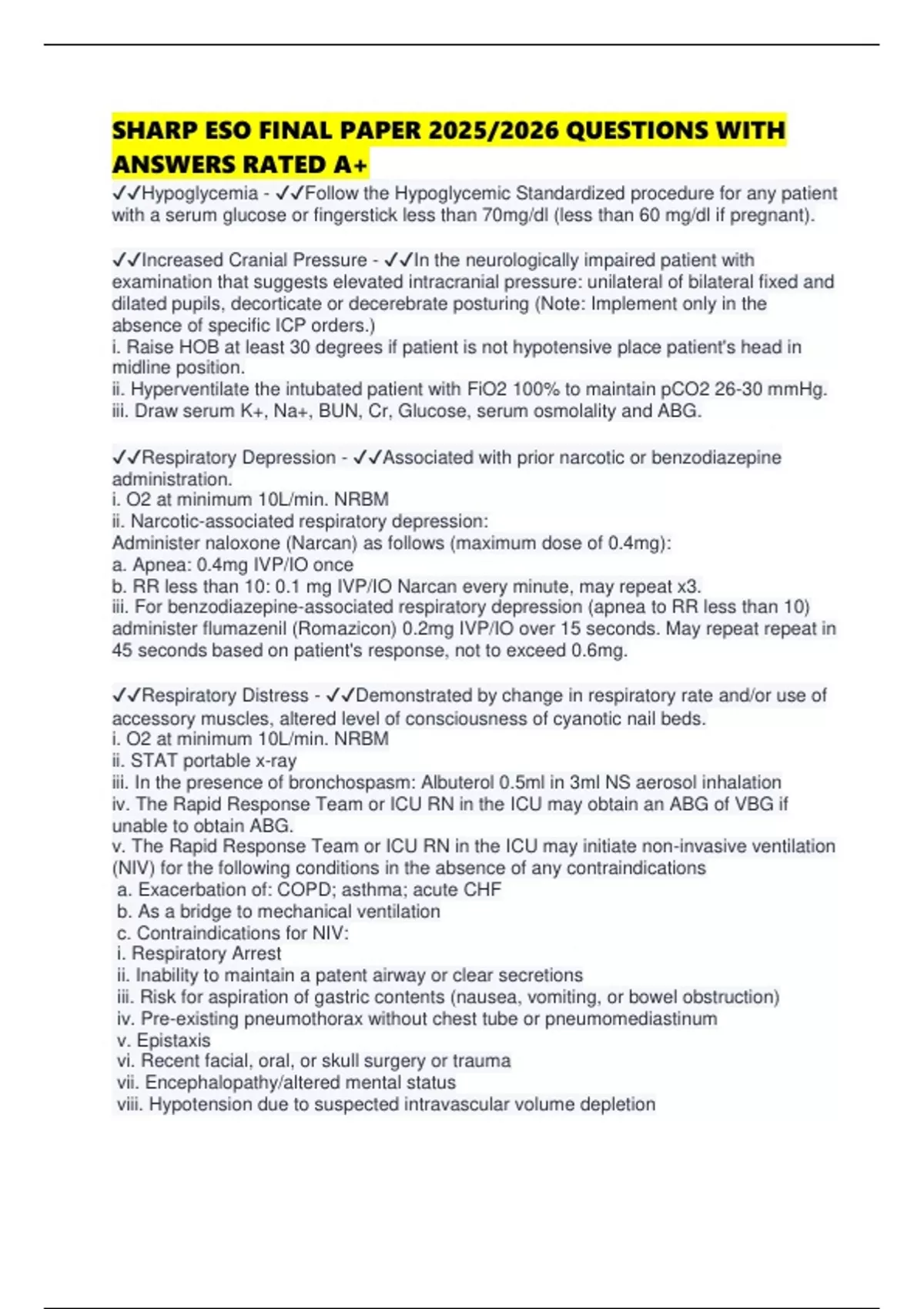 SHARP ESO FINAL PAPER 2025/2026 QUESTIONS WITH ANSWERS RATED A+ - SHARP ...