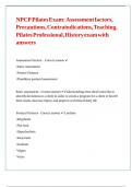 NPCP Pilates Exam Assessment factors&comma; Precautions&comma; Contraindications&comma; Teaching&comma; Pilates Professional&comma; History exam with answers
